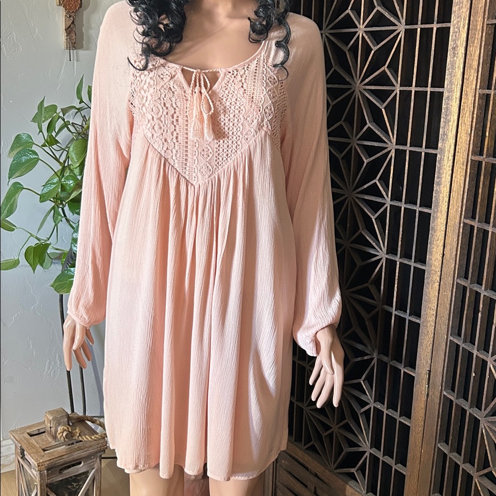 PURPLE SNOW PINK CROCHET TOP DRESS XL